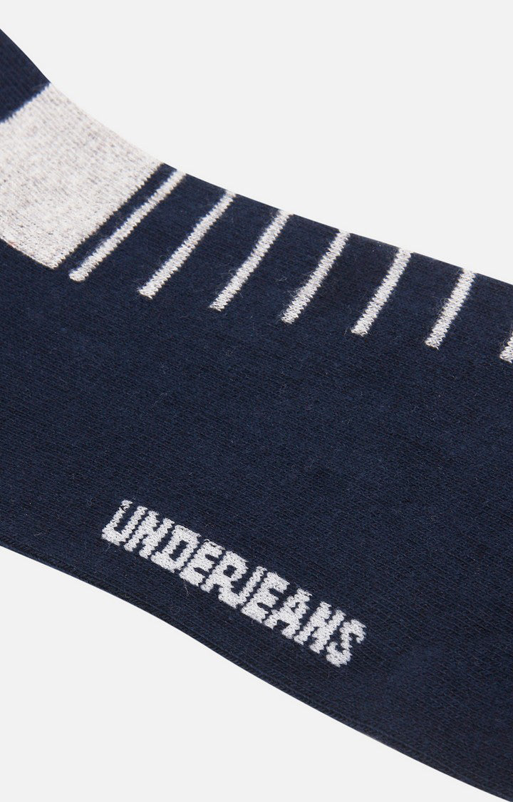 Men Premium Navy Ankle Length (Non Terry) Single Pair Of Socks- Underjeans By Spykar