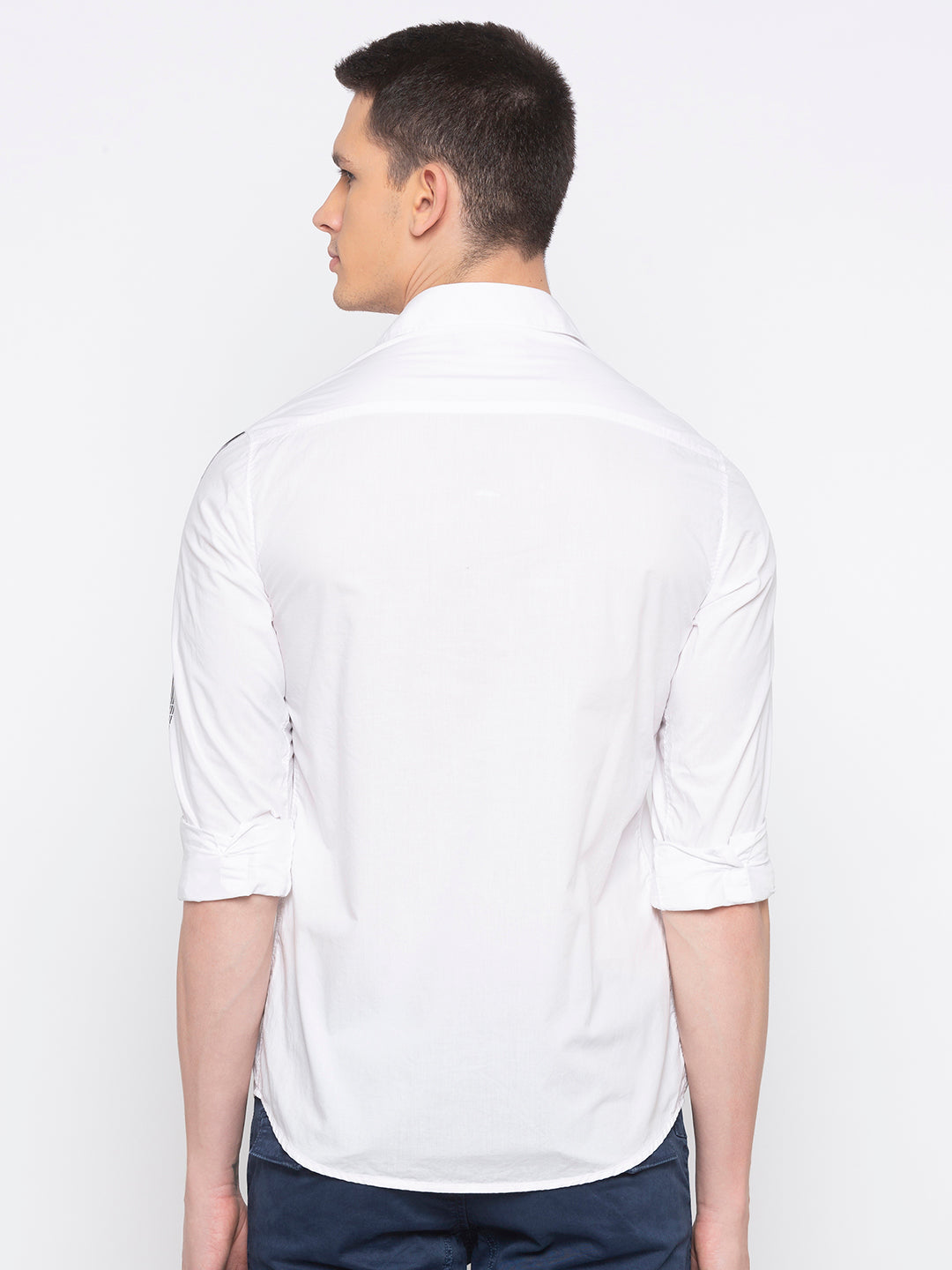 Spykar Slim Fit Men White Solid Casual Shirt