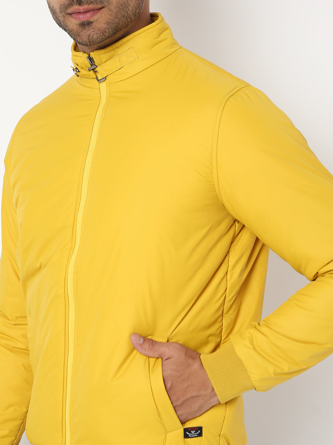 Spykar Men Yellow Nylon Regular Fit Jacket