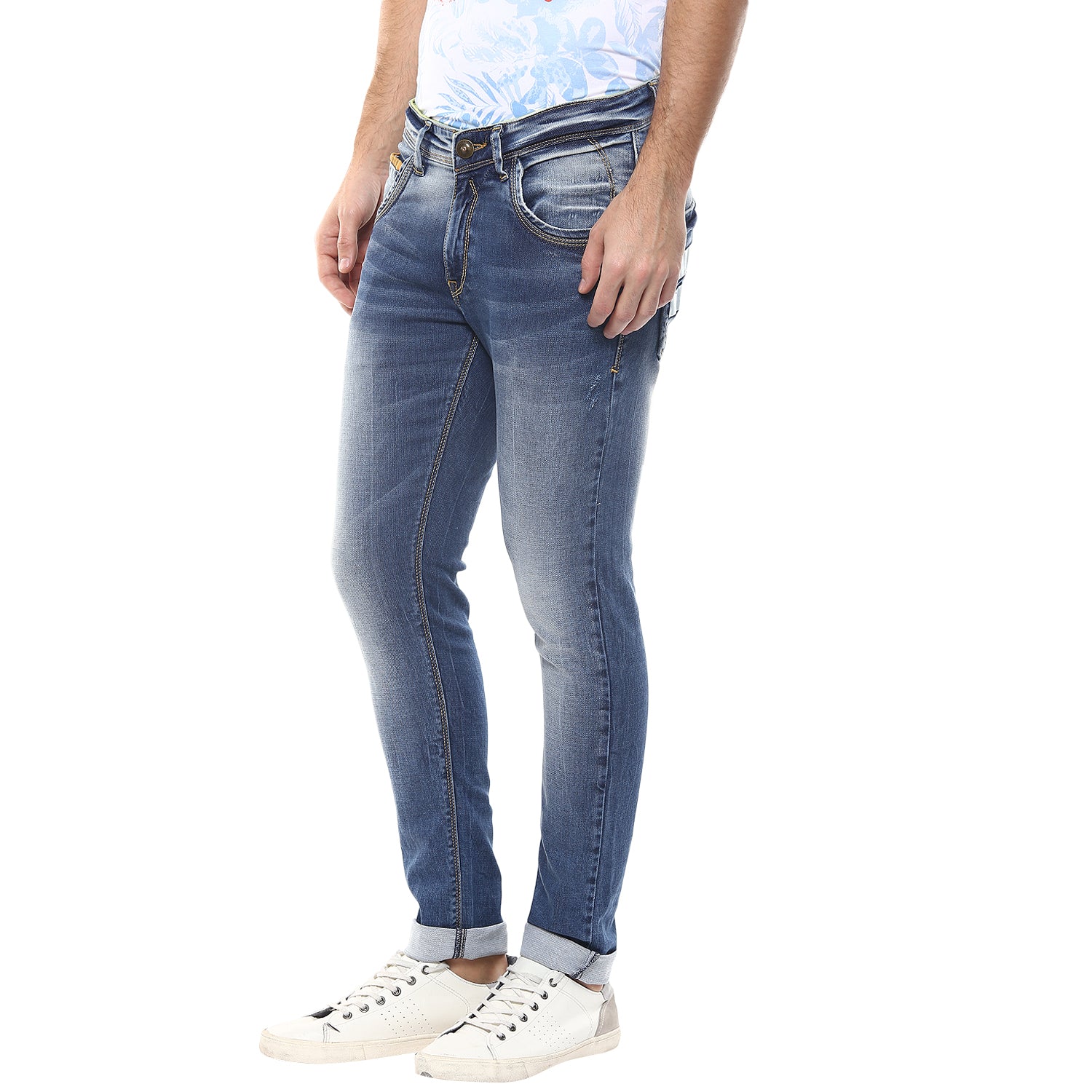 Spykar Mid_Blue Cotton Regular Fit Regular Length Jeans (Actif)