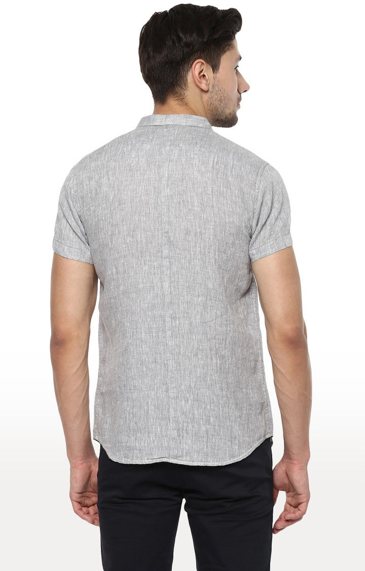 Spykar Men'S Grey Cotton Melange Casual Shirts