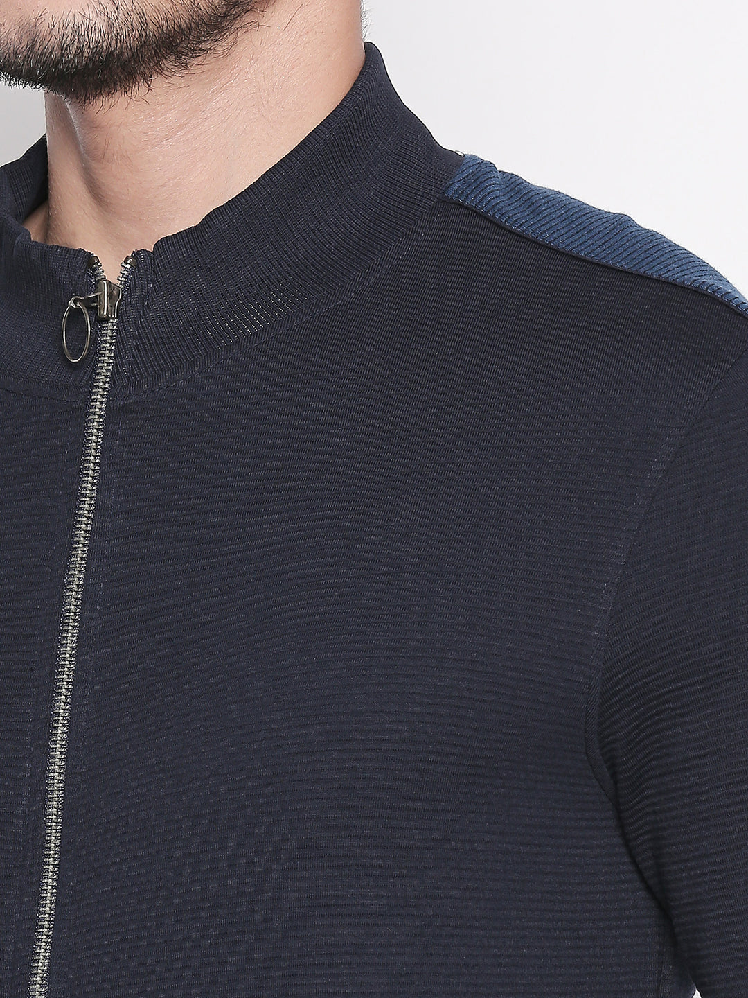 Spykar Blue Solid Slim Fit Sweatshirt For Men