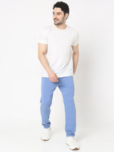 Underjeans by Spykar Men Premium Knitted Blue Melange Pyjama