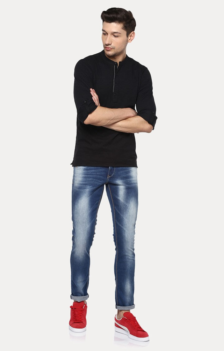 Spykar Black Solid Slim Fit Men T-Shirts