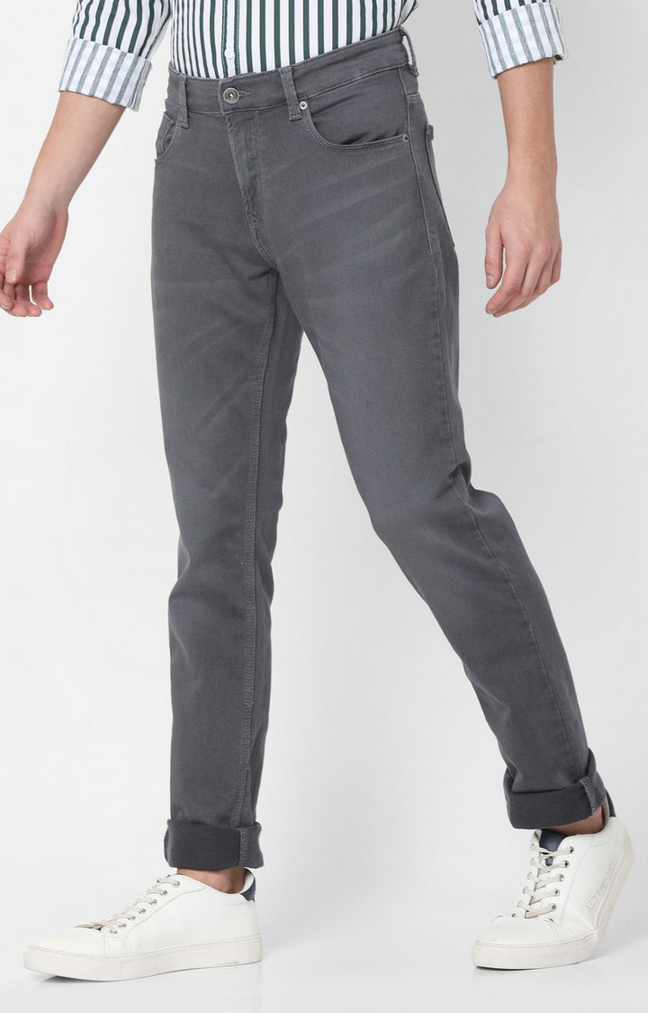 Spykar Men Grey Cotton Regular Fit Narrow Length Jeans (Rover)