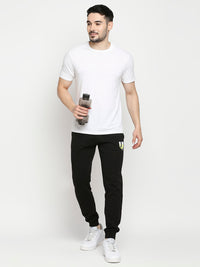 Men Premium Cotton Blend Knitted Black Trackpant - Underjeans By Spykar