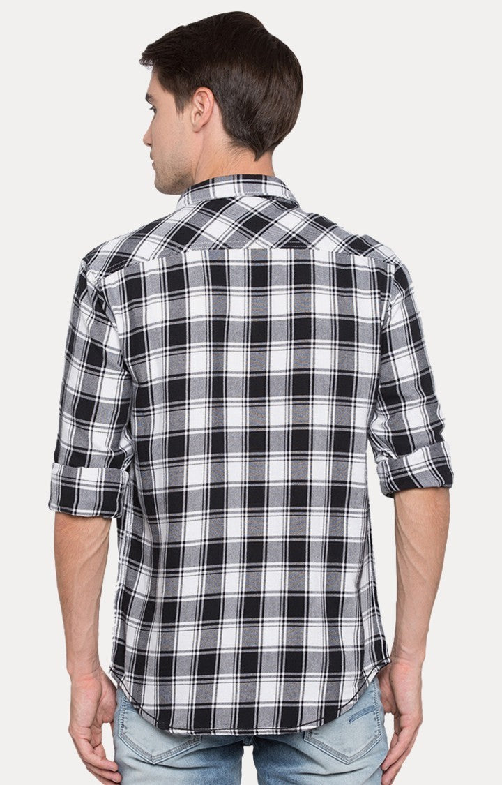 Spykar Men'S Black Cotton Checked Casual Shirts