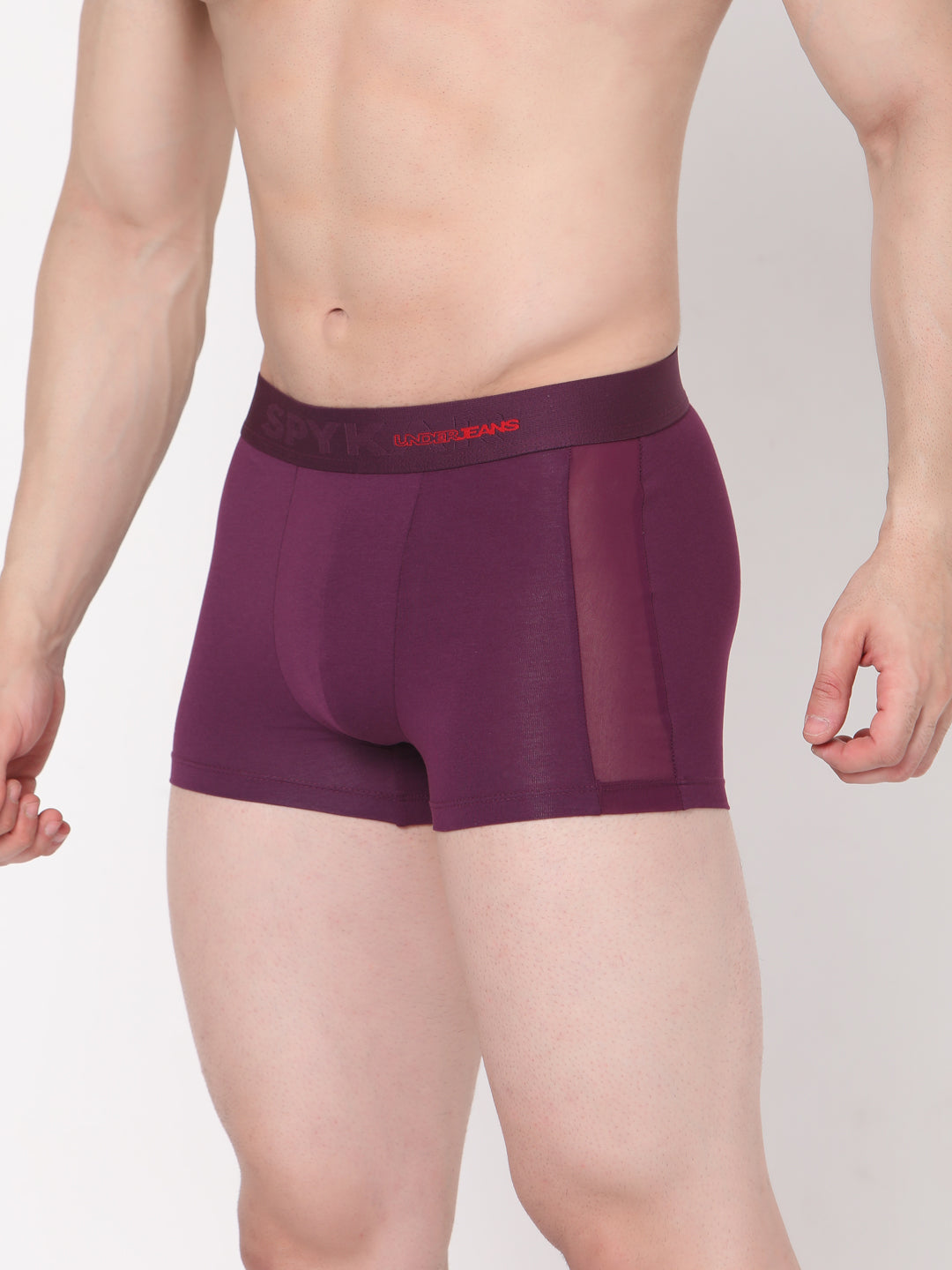 Men Premium Purple Cotton Blend Trunk- Underjeans By Spykar