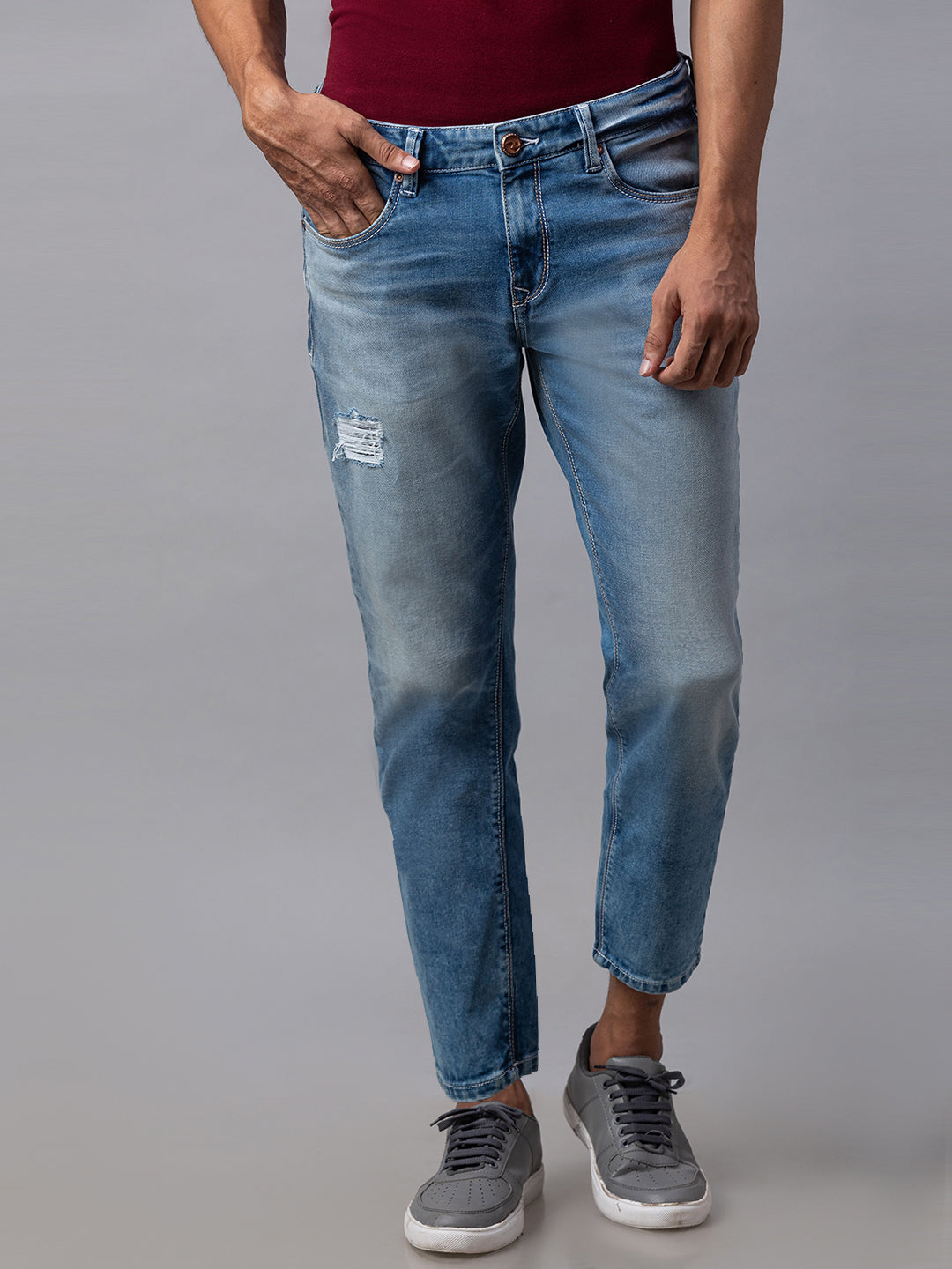 Spykar Men Blue Cotton Slim Fit Tapered Length Jeans (Kano)