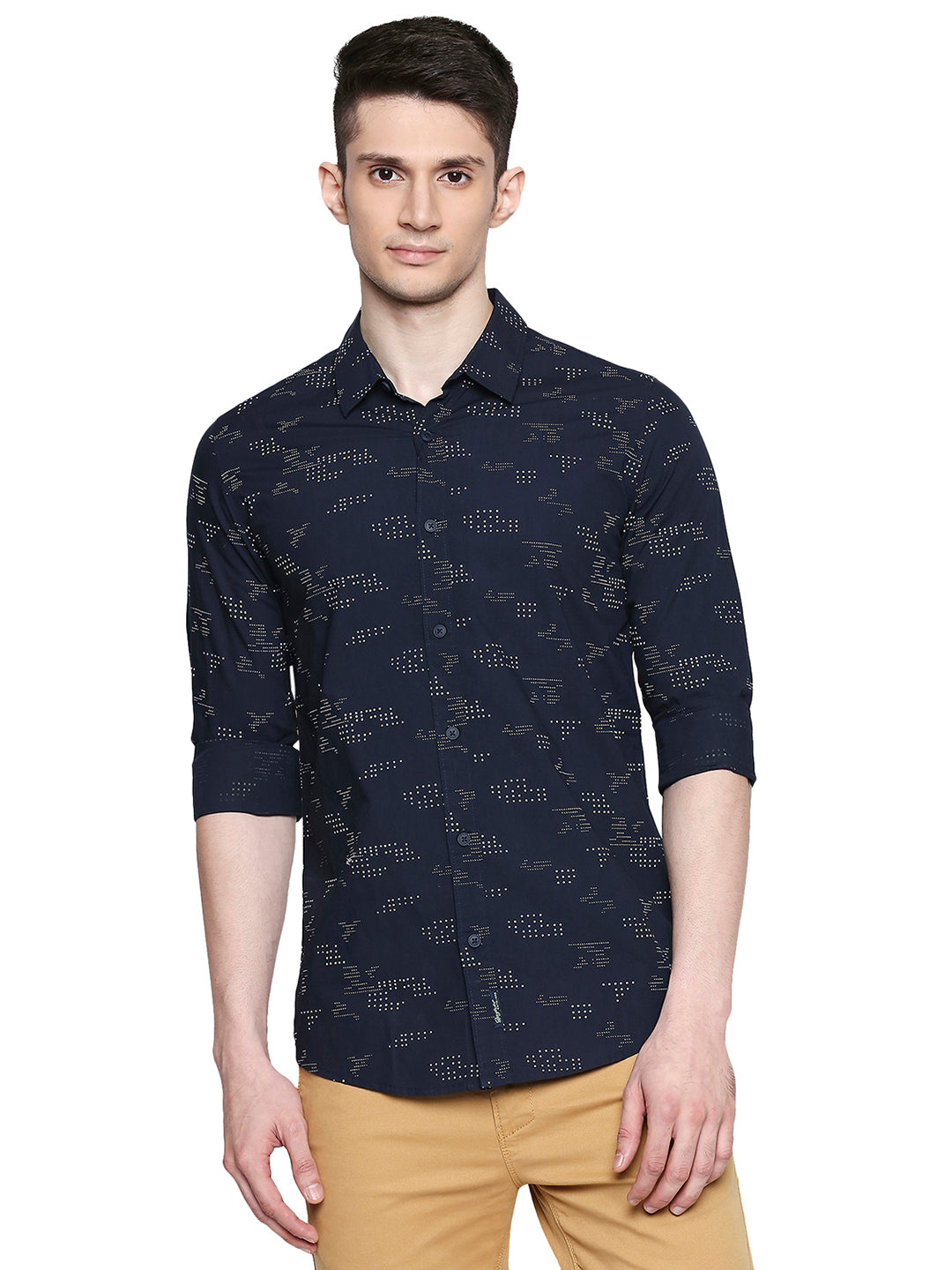 Spykar Regular Fit Men Cotton Blue Shirt