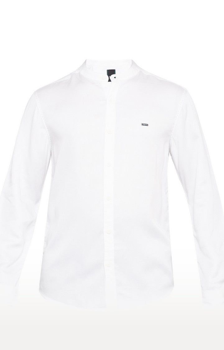 Spykar Men'S White Cotton Solid Casual Shirts