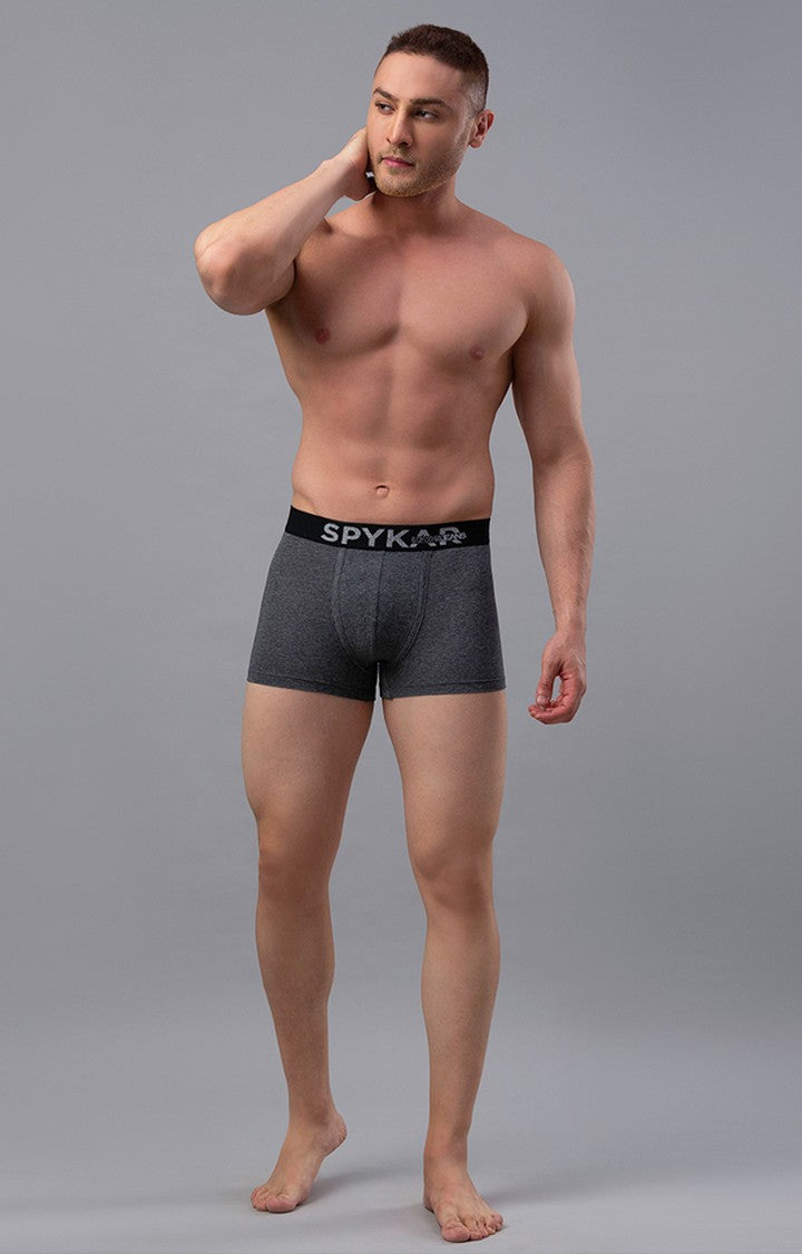 Underjeans By Spykar Men Grey Solid Trunks