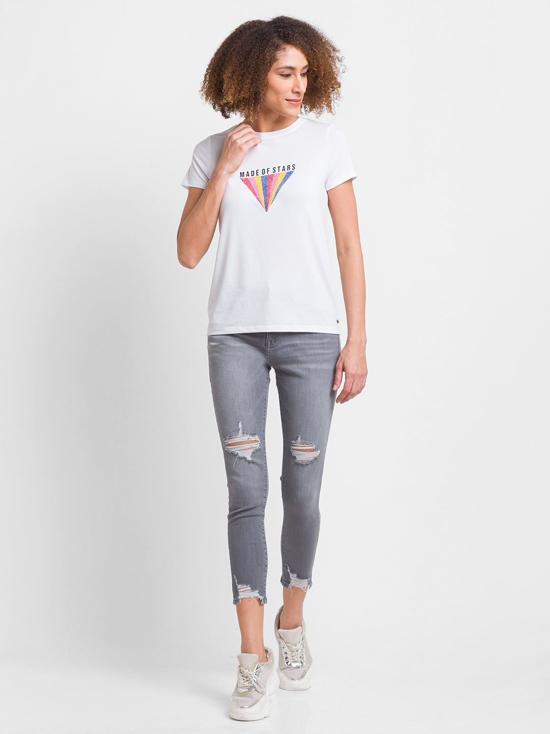 Spykar Light Grey Lycra Super Skinny Ankle Length Jeans For Women (Alexa)