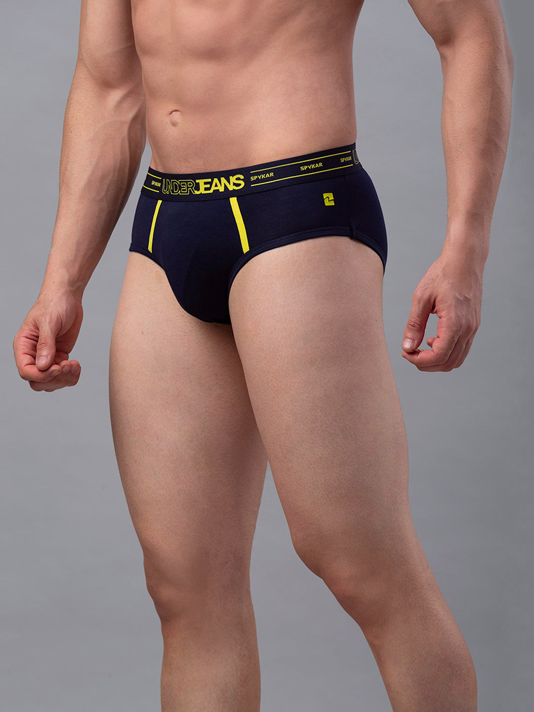 Underjeans By Spykar Men Premium Cotton Blend Navy Brief - (Pack Of 2)