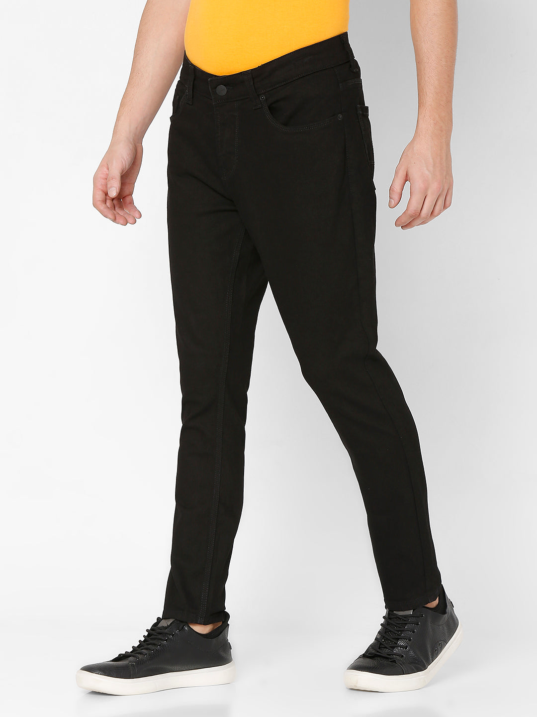 Spykar Men Black Cotton Slim Fit Tapered Length Jeans (Kano)