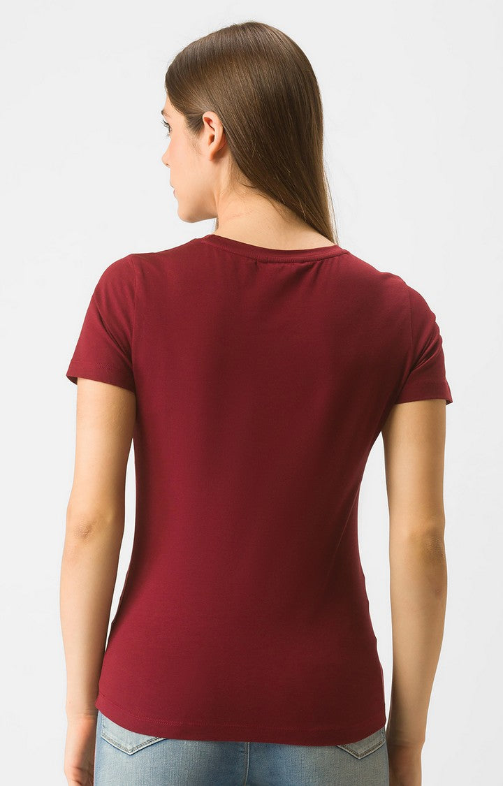 Spykar Cotton Red T-Shirts