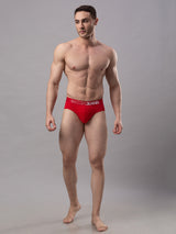 Men Premium Cotton Blend Red Brief - (Pack Of 2)- Underjeans By Spykar