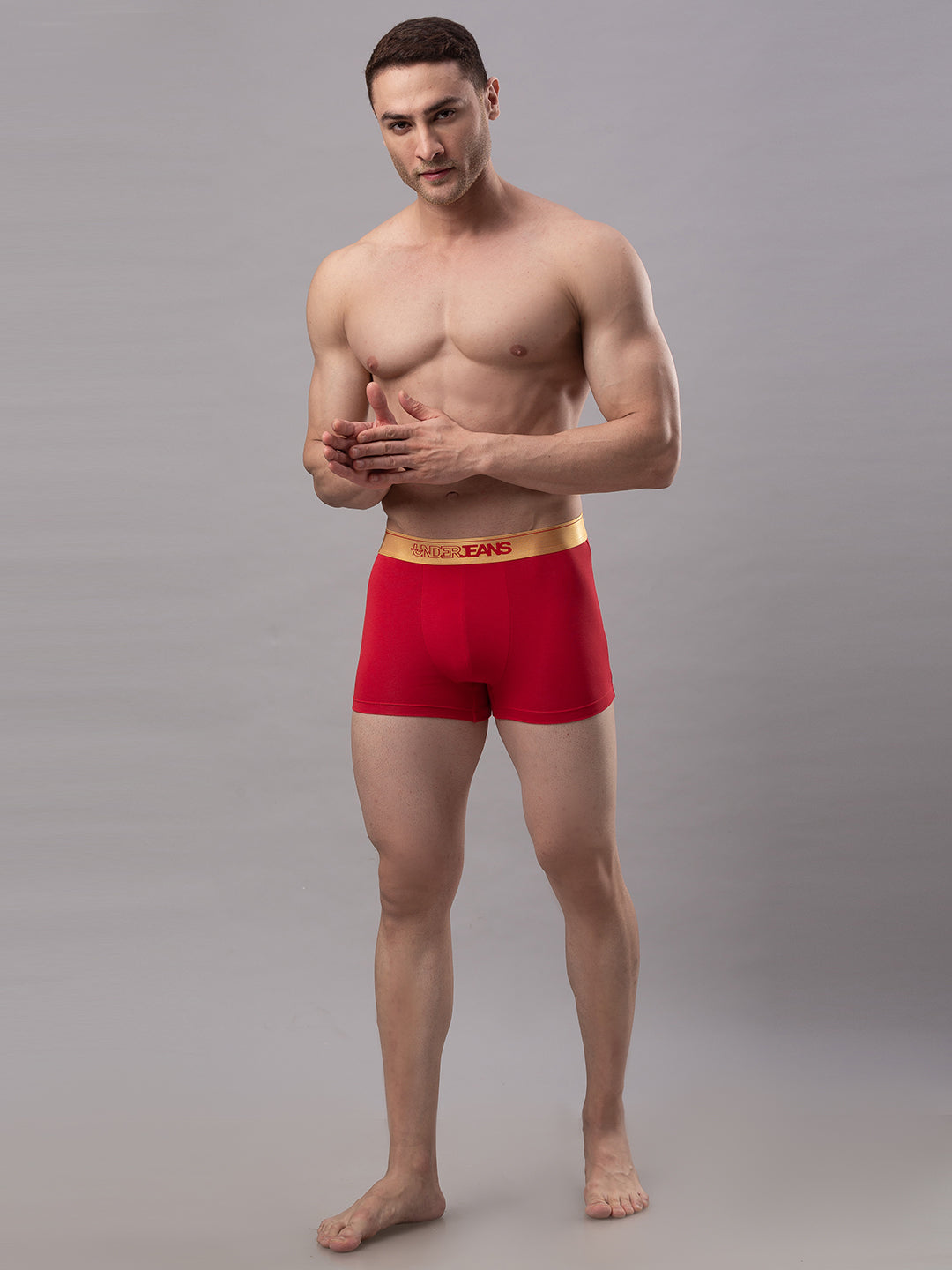 Underjeans By Spykar Men Premium Red Cotton Blend Trunk