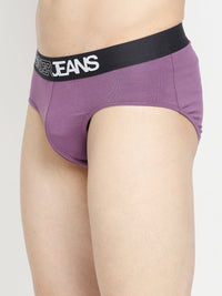 Men Premium Dull Purple & Black Cotton Blend Brief - Pack Of 2- Underjeans By Spykar