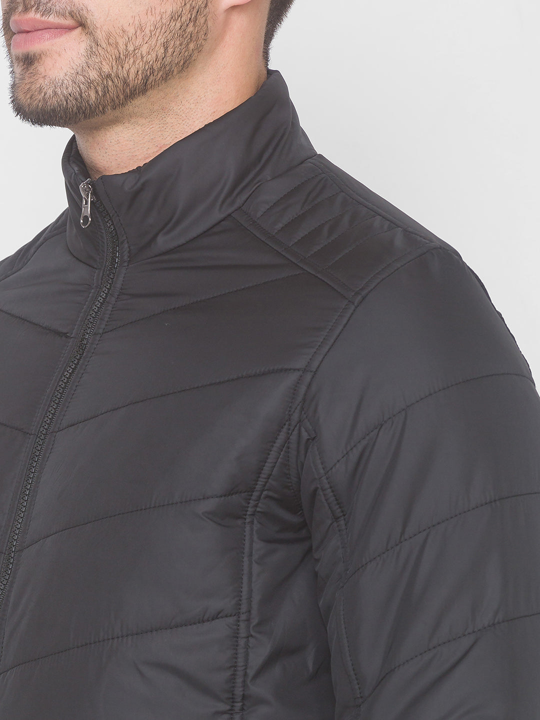 Spykar Black Polyester Men Front Open Jacket