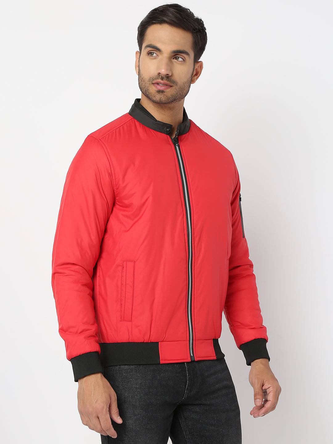 Spykar Men Red Nylon Regular Fit Jacket