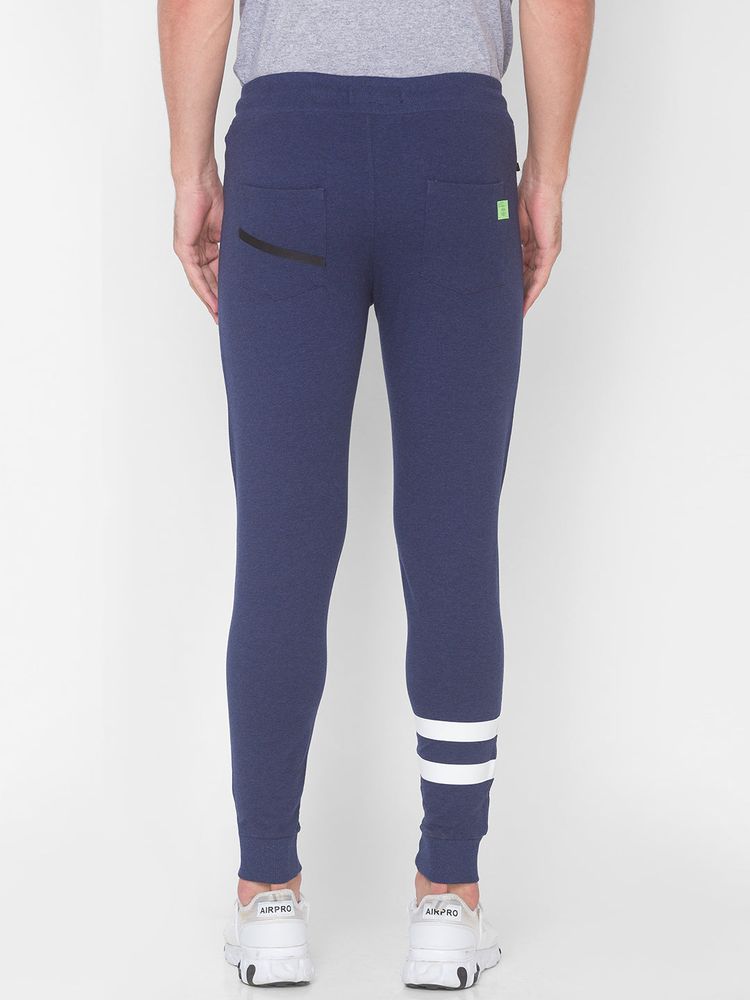 Spykar Men Navy Blue Cotton Slim Fit Mid Rise Trackpant