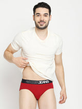 Men Premium Black & Maroon Cotton Blend Brief - Pack Of 2- Underjeans By Spykar