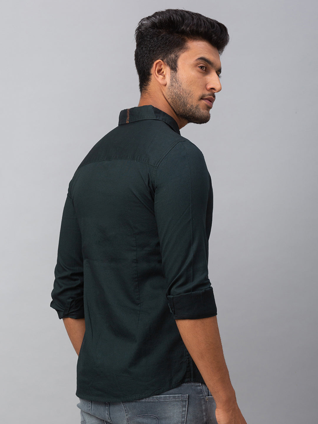 Spykar Men Green Cotton Slim Fit Shirt