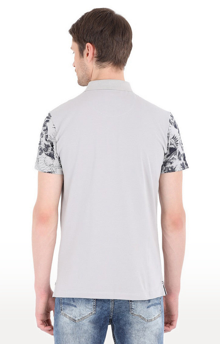 Spykar Grey Solid Slim Fit Polo T-Shirt