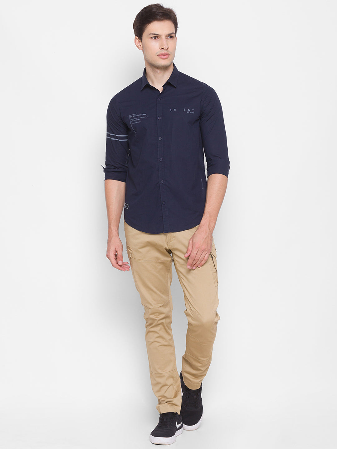 Spykar Blue Cotton Men Shirt