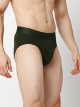 Underjeans By Spykar Men Premium Black & Olive Cotton Blend Regular Fit Brief - Pack Of 2