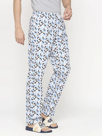 Men Premium Printed Men Cotton Blend Pink Pyjama- Underjeans By Spykar