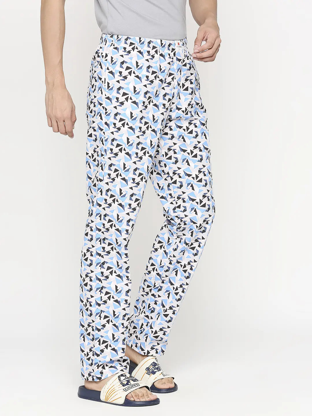 Men Premium Printed Men Cotton Blend Pink Pyjama- Underjeans By Spykar