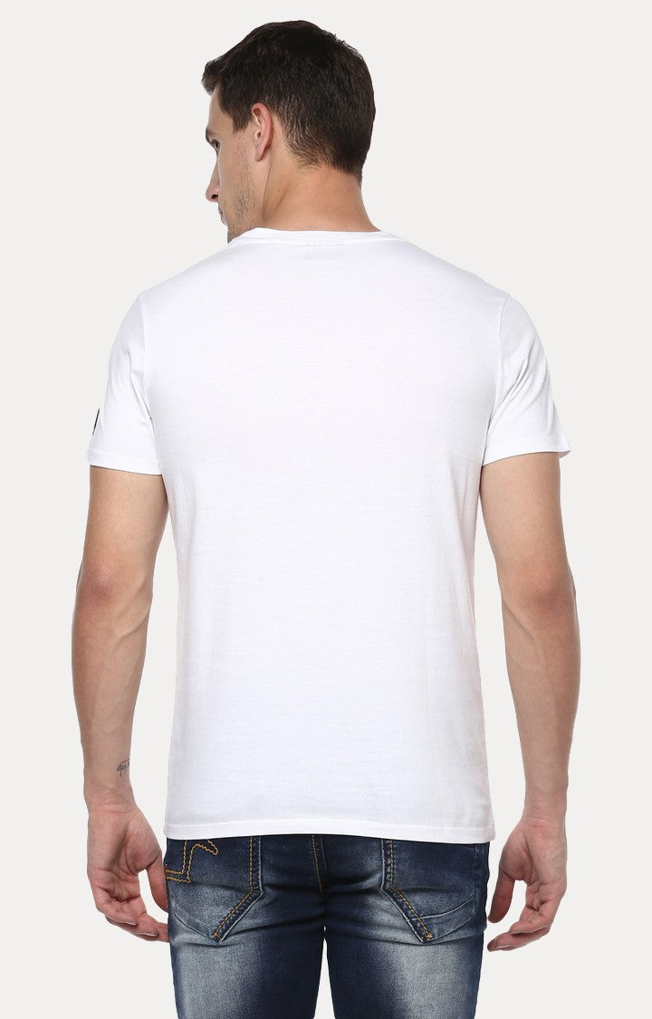 Spykar White Solid Slim Fit Men T-Shirts