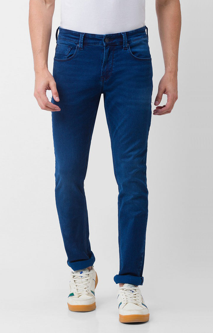 Spykar Ink Blue Cotton Slim Fit Narrow Length Jeans For Men (Skinny)