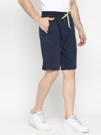 Men Premium Navy Cotton Blend Shorts - Underjeans By Spykar