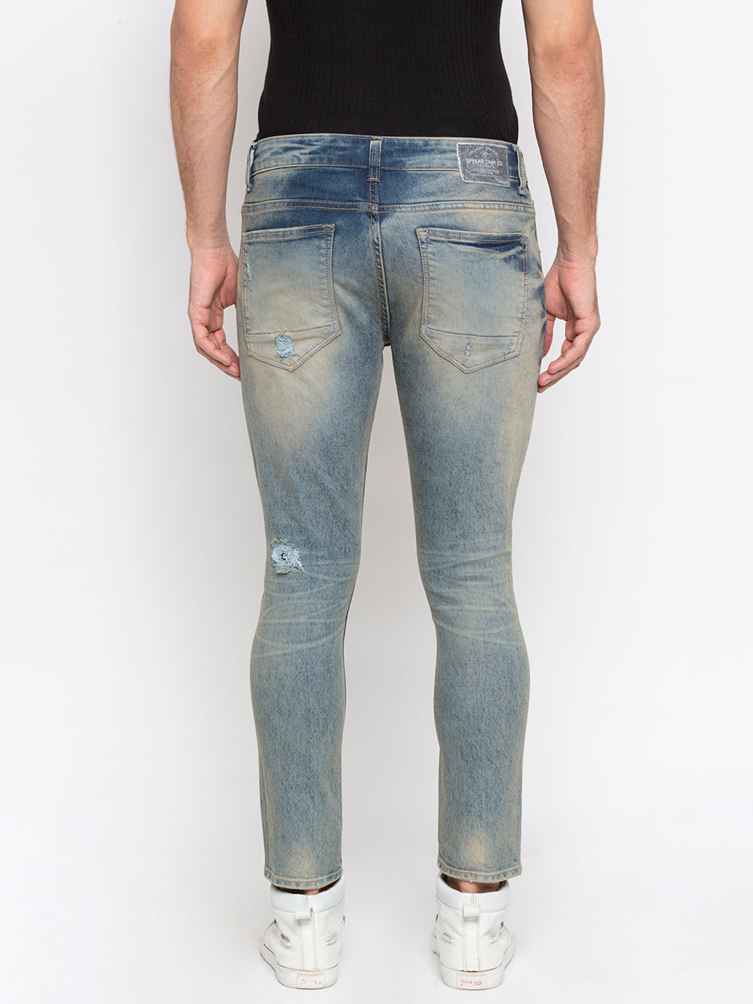 Spykar Men Vintage Blue Cotton Tapered Fit Jeans