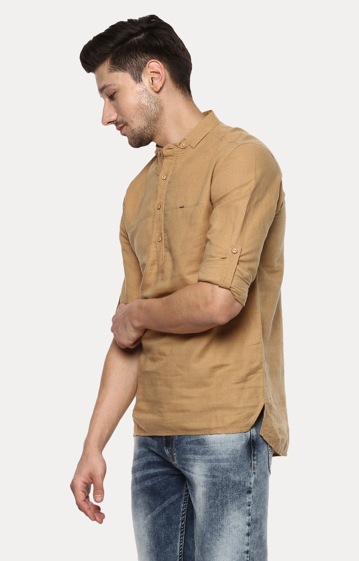 Spykar Men'S Brown Cotton Solid Casual Shirts