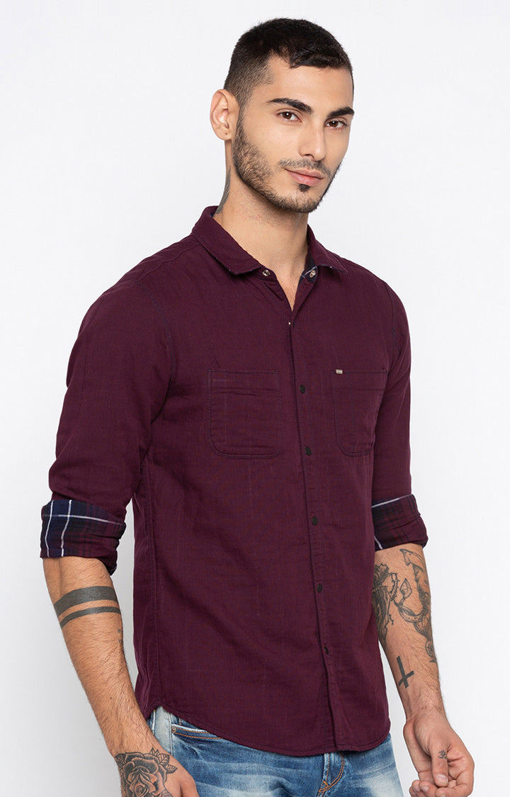 Spykar Men'S Red Cotton Checked Casual Shirts