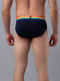 Men Premium Cotton Blend Navy-Multi Brief- Underjeans By Spykar