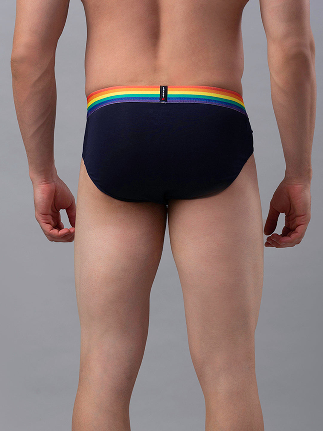 Men Premium Cotton Blend Navy-Multi Brief- Underjeans By Spykar