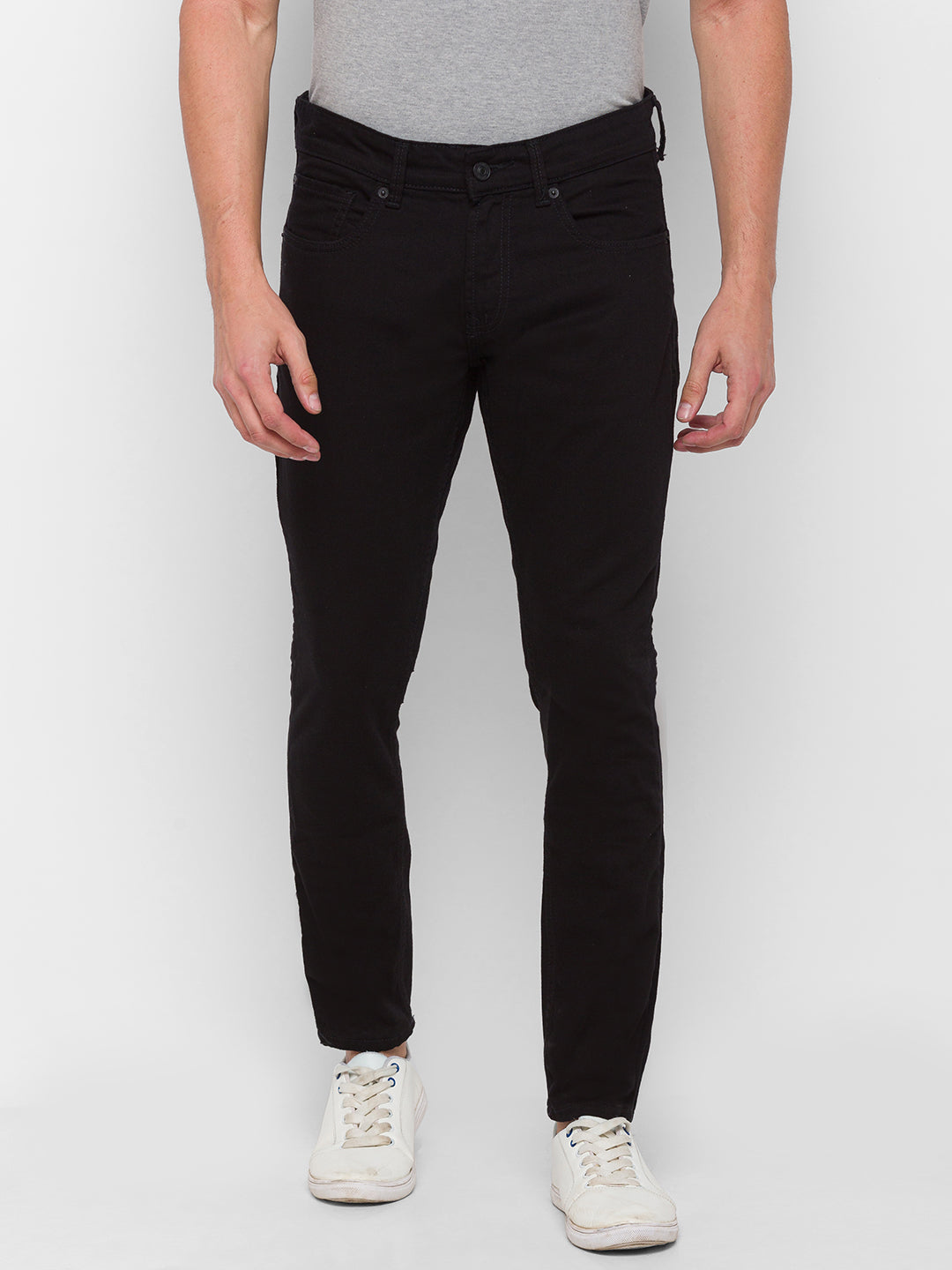 Spykar Men Black Cotton Slim Fit Tapered Length Jeans (Kano)