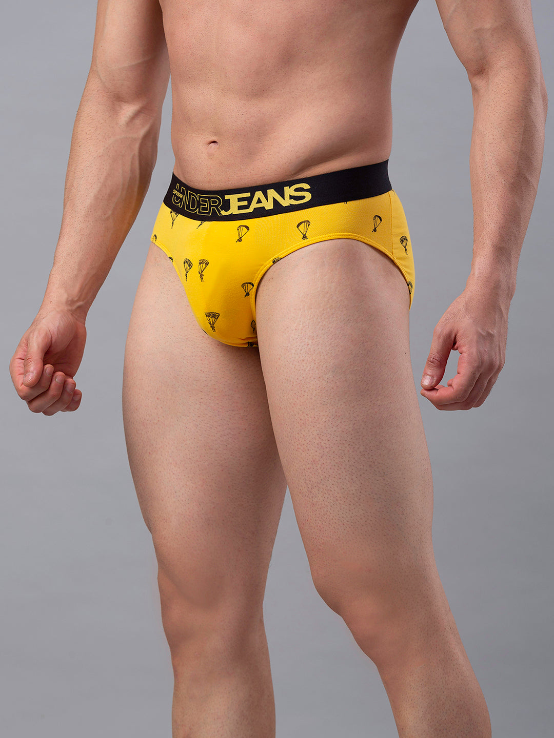 Men Premium Cotton Blend Yellow Brief - (Pack Of 2)- Underjeans By Spykar