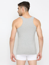 Men Premium Grey Melange Cotton Blend Vest- Underjeans By Spykar
