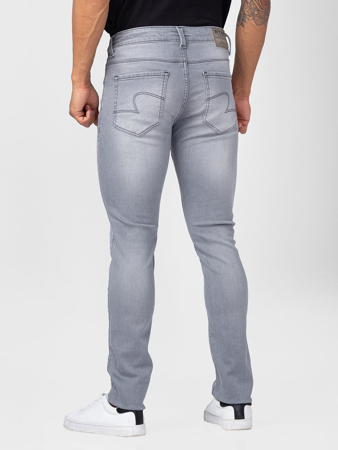 Spykar Men Light Grey Cotton Slim Fit Narrow Length Jeans (Skinny)