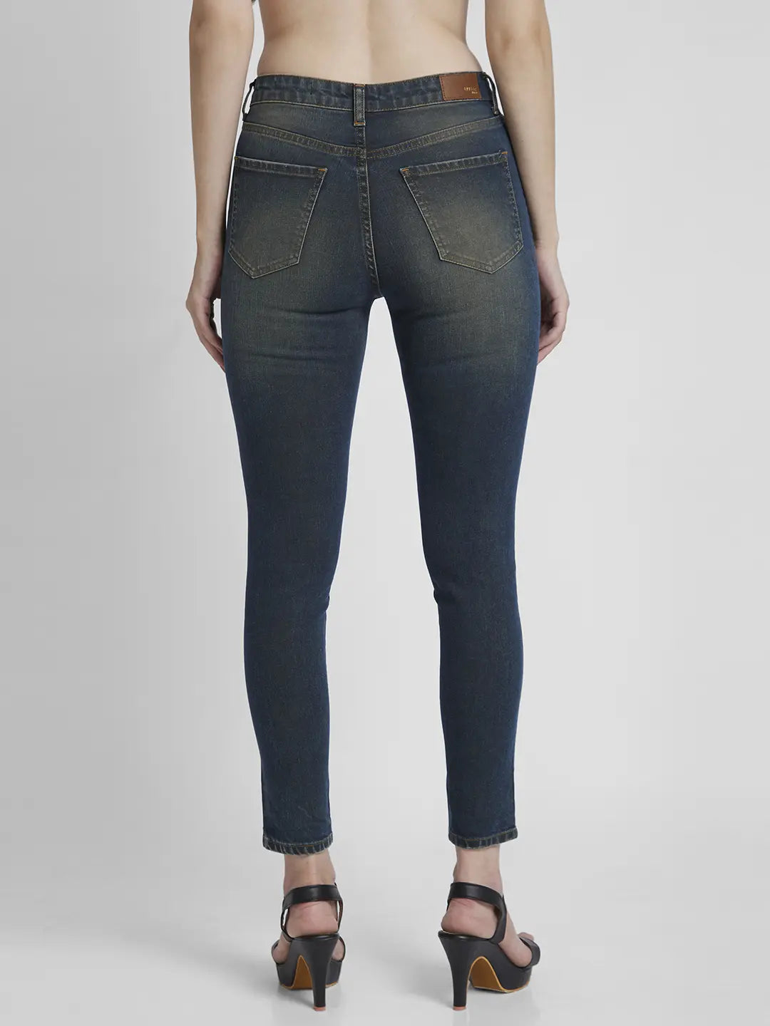 Spykar Women Dark Blue Lycra Super Skinny Fit Ankle Length Slash Knee Jeans -(Alexa)