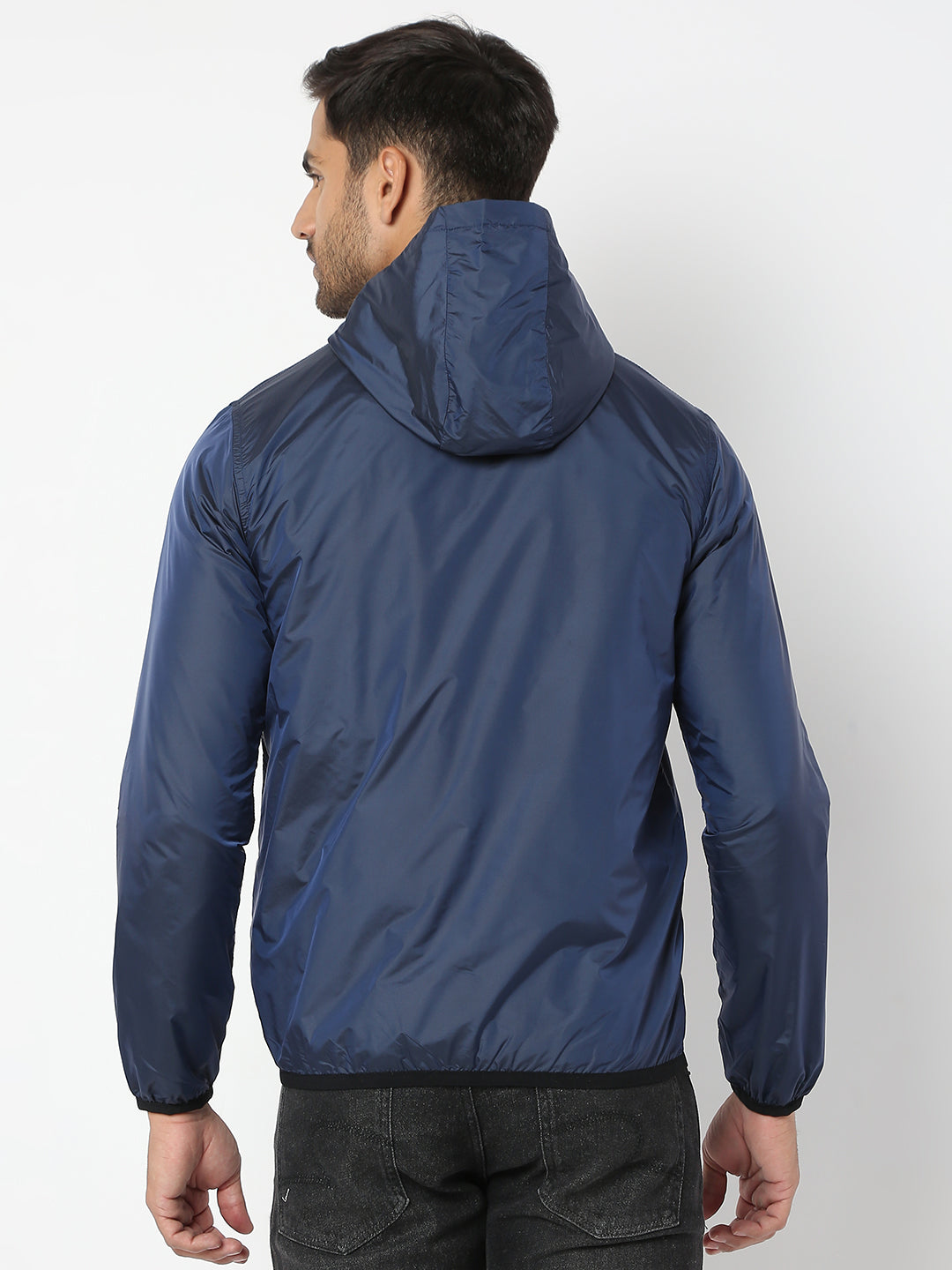 Spykar Men Carbon Blue Cotton Regular Fit Jacket