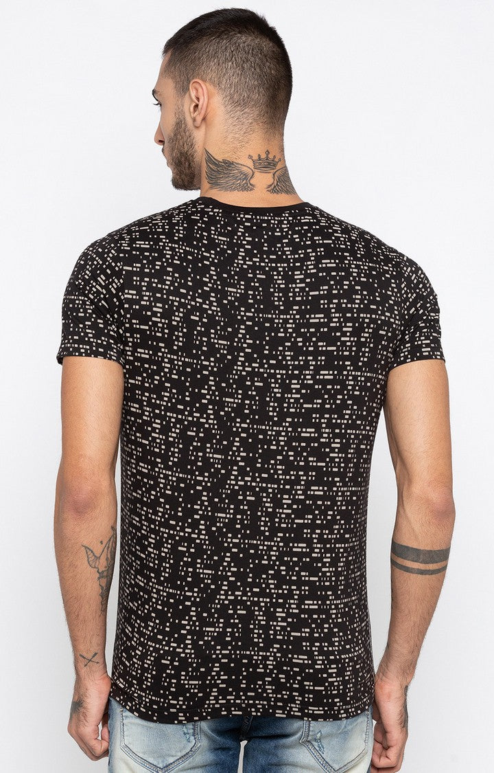 Spykar Black Printed Slim Fit Men T-Shirts