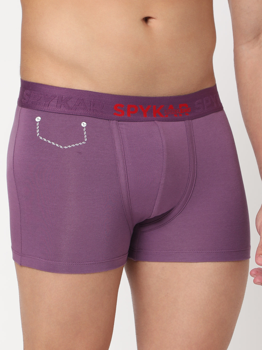 Men Premium Dull Purple Cotton Blend Trunk- Underjeans By Spykar
