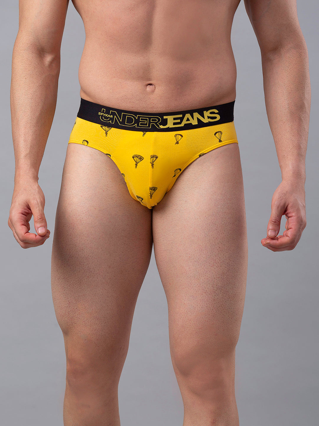 Men Premium Cotton Blend Yellow Brief - (Pack Of 2)- Underjeans By Spykar